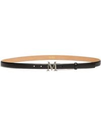 Max Mara - Leather Belt With Letter Pattern Buckle - Lyst