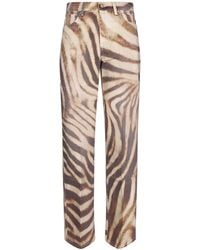 7 For All Mankind - Stovepipe Zebra-Print Straight-Leg Jeans - Lyst