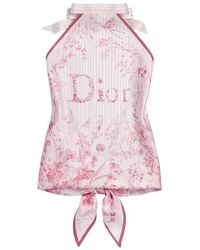 Dior - Iviera Toile De Jouy Floral Garden Silk Top - Lyst