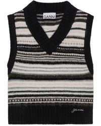 Ganni - Striped Pattern Knit Vest - Lyst