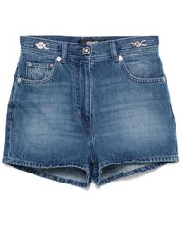 Versace - Logo-Patch Denim Shorts - Lyst