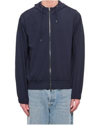 Herno - Logo Patch Zip-Up Drawstring Hoodie - Lyst