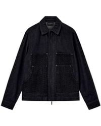 Emporio Armani - Denim Jacket With Flocked Lettering Signature Capsule - Lyst
