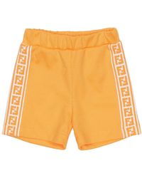 Fendi - Ff-Logo Print Track Shorts - Lyst