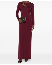 badgley mischka collection long sleeve dress Badgley Mischka Faux Wrap Gown