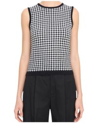Vince - Gingham Rib-Knit Tank Top - Lyst