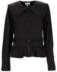 Ganni - Long-Sleeved Ruffled Shirt - Lyst