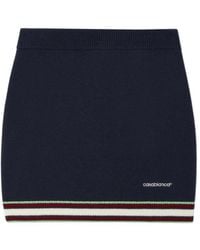 CASABLANCA - Embroidered-Logo Striped Shorts - Lyst