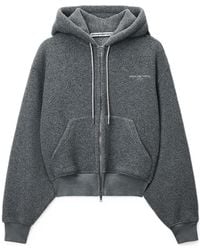 Alexander Wang - Crystal Drawcord Shrunken Zip-Up Hoodie - Lyst
