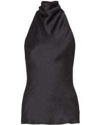 Balmain - Silk Crepe Halterneck Top - Lyst