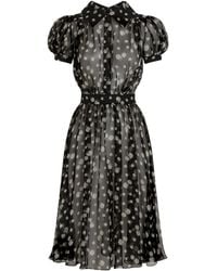 Dolce & Gabbana - Small Rose And Polka Dot-Print Chiffon Dress - Lyst