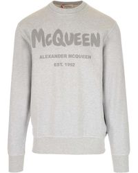 McQueen - Logo Printed Crewneck Sweatshirt - Lyst