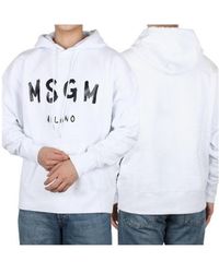 MSGM - Logo Print Pullover Hoodie - Lyst