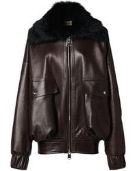 KHAITE - Daemon Leather Jacket W/Fur Collar - Lyst