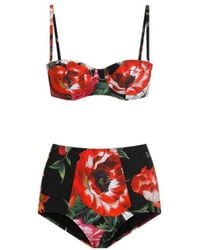 Dolce & Gabbana - Floral Printed Two-Piece Swimsuit - Lyst