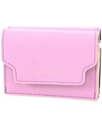 Marni - Lilac Saffiano Leather Tri-Fold Wallet - Lyst