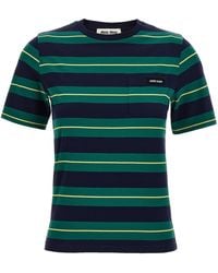 Miu Miu - Striped T-shirt - Lyst