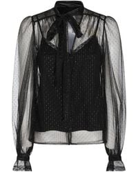 Twinset - Pussy-Bow Glitter-Effect Top - Lyst