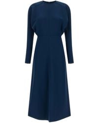 Victoria Beckham - Cady Draped Crewneck Midi Dress - Lyst