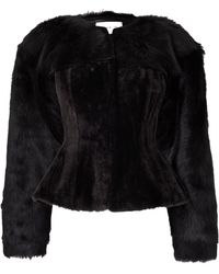 Magda Butrym - Round Neck Faux Fur Cropped Jacket - Lyst