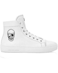 Philipp Plein - Logo Details High-Top Casual Sneakers - Lyst
