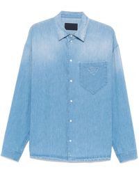 Prada - Long-Sleeved Button-Up Denim Shirt - Lyst