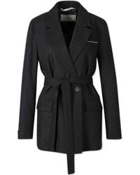 Peserico - Long Sleeved Belted Waist Jacket - Lyst