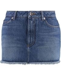Dolce & Gabbana - Frayed Hem Denim Mini Skirt - Lyst