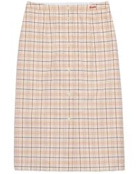 Prada - Checked Cotton Poplin Pencil Skirt - Lyst