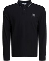 Stone Island - Slim Fit Long Sleeved Polo Shirt - Lyst