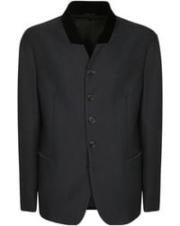 Giorgio Armani - Velvet-Collar Textured-Finish Blazer - Lyst