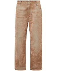 Fendi - Logo Patch Straight-Leg Long Jeans - Lyst