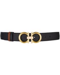 Ferragamo - Reversible And Adjustable Belt With Hammered Gancini - Lyst