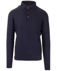 Loro Piana - Long Sleeved Knitted Polo Shirt - Lyst