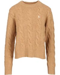 Polo Ralph Lauren - Logo Embroidered Cable-Knitted Jumper - Lyst