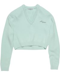 Acne Studios - Logo Embroidered V-Neck Knitted Jumper - Lyst