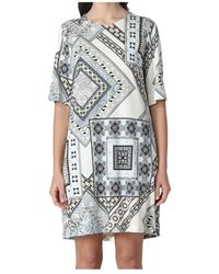 Etro - Short-Sleeved Patchwork Printed Shift Dress - Lyst