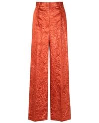 MSGM - Wide-Leg Crinkled Trousers - Lyst