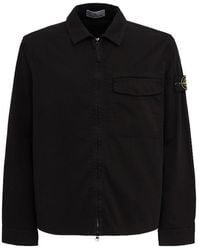 Stone Island - Logo Cotton Zip-Up Shirt Jacket - Lyst