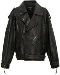 Balmain - Oversized Biker Leather Jacket - Lyst