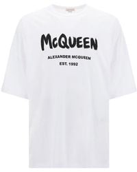 McQueen - Mcqueen Graffiti Logo-Print T-Shirt - Lyst