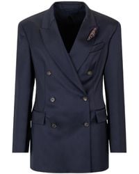 Brunello Cucinelli - Lapel Long-Sleeved Suit Jacket - Lyst