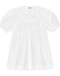 Ganni - Poplin Tie String Mini Dress - Lyst