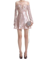 Self-Portrait - Sequin Off-Shoulder Mini Dress - Lyst