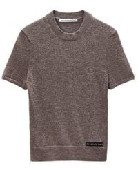 T By Alexander Wang - Logo Patch Crewneck Knitted T-Shirt - Lyst