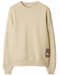 Burberry - Checked Patch Crewneck Sweatshirt - Lyst