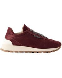 Brunello Cucinelli - Suede Runners With Shiny Tab - Lyst