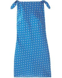 Doen - Maltina Tie-Detailed Printed Cotton And Silk-Blend Mini Dress - Lyst