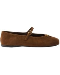 Prada - Suede Ballerinas - Lyst
