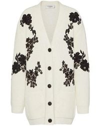 Valentino - Oversized Lace Inserts Cardigan - Lyst